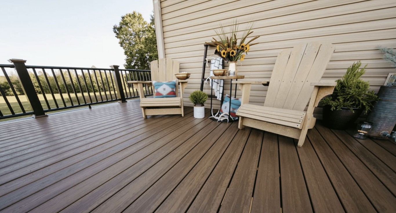 Modern composite deck with long-lasting materials